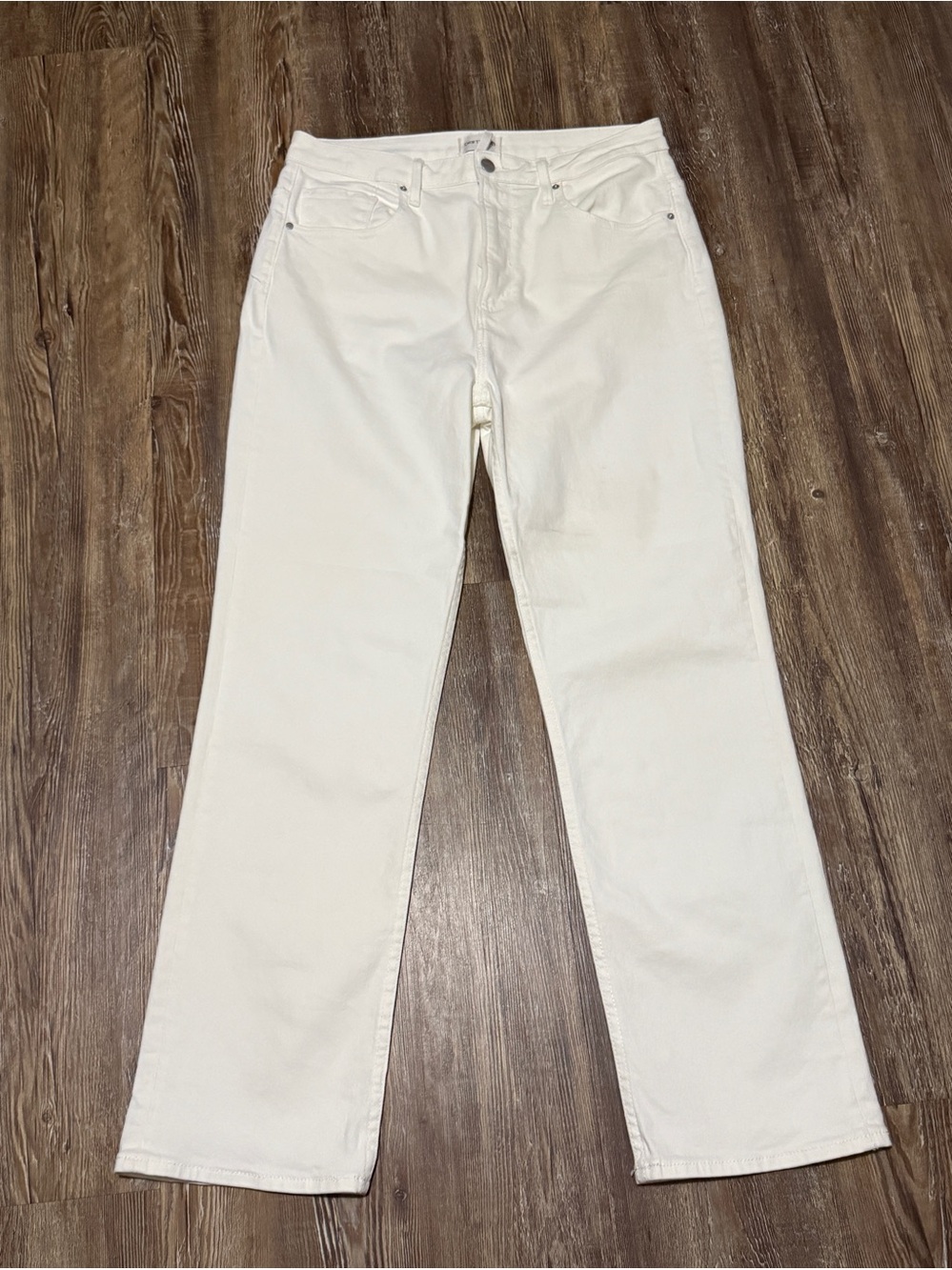 Driftwood Stella High Rise Straight Leg Jeans Women's 31 in Crisp White Wash Den